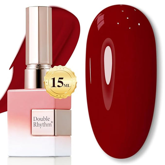 Double Rhythm 15ML Dark Red Gel Polish Pure Sheer Same Color Same Bottle Soak Off Gel Polish Art Manicure Salon DIY at Home for Women (Blood Red-A1378)