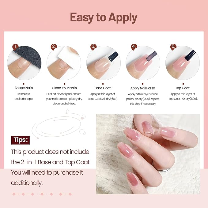 Jelly Nail Polish Set 6 Colors Nude Pink Pale Purple Jelly Quick Dry Nail Polish Set for Nail Art Manicure DIY Salon