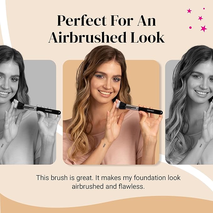 Keshima Duo-Fiber Stippling Brush - Premium Stipple Brush for Powder and Liquid Makeup Foundation