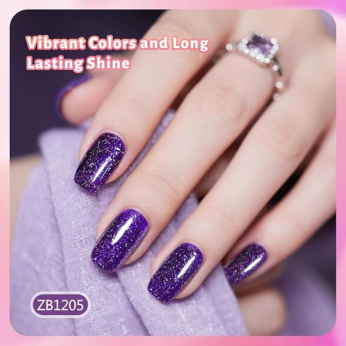 Glitter Nail Polish Set, 10 Color With 2PCS Base and Top Coat Nail Polish