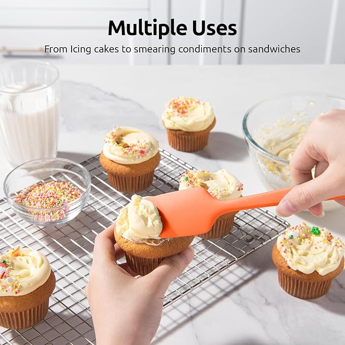 U-Taste Heat Resistant Silicone Spatula - 600ºF Hot-Proof Food Grade Kitchen Baking Bowl Scraper, Flexible and Sturdy Rubber Cooking Utensil for Mixing Scraping in NonStick Cookware (4 Pcs, Colorful)