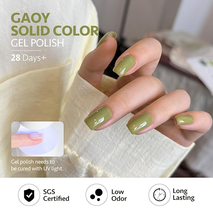 GAOY Jade Green Gel Nail Polish Set, Mint, Moss and Emerald Shades, Gemstone Nail Art Manicure