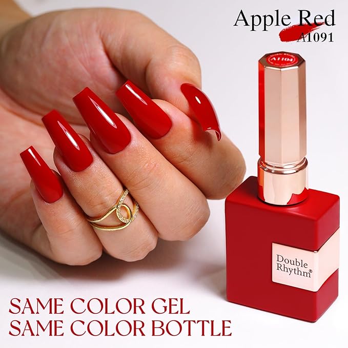 Double Rhythm 15ML Gel Nail Polish Pure Sheer Same Color Same Bottle Soak Off Gel Polish Art Manicure Salon DIY at Home for Women (Brick Red-A1091)