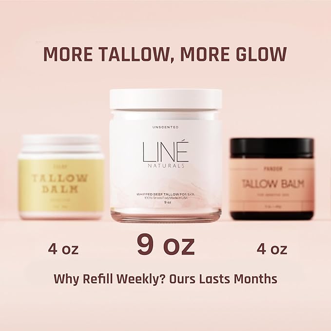 Whipped Organic Grass-Fed Beef Tallow for Skin - 100% Pure, Non-Greasy, Natural Beef Tallow Moisturizer for Face and Body. Honey Beef Tallow Balm – Soothes Sensitive Skin, Absorbs Quickly