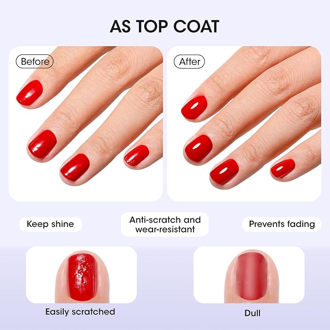 Gellen 3-In-1 Clear Nail Polish Base Top Coat & Strengthener, Sheer Nail Polish Hydrates Strengthens Nourishes Weak Damaged Dry Nails, Keratin & Vitamin E Formula, Hema Free, Non-toxic, Anti-yellowing