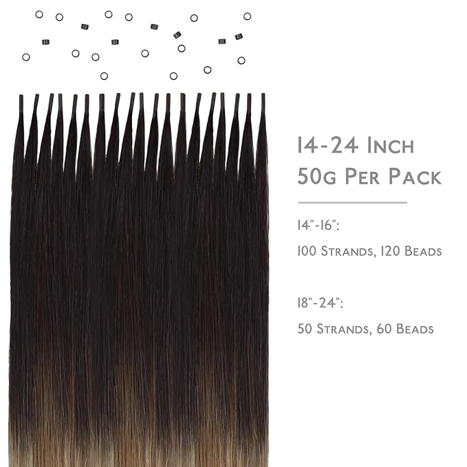 WENNALIFE I Tip Hair Extensions Human Hair, 50g 50s 18 Inch Dark Brown to Chestnut Brown and Dirty Blonde Highlighted Remy Itip Human Hair Extensions Invisible Itips Straight I Tips Fusion Extensions