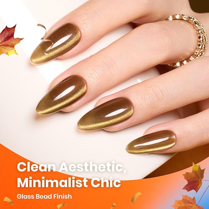 beetles Gel Polish Golden Mirage Cat Eye Gel Nail Polish Set - 6 Colors Pink Red Brown Green Blue Glitter Fall Gel Nail Kit, Magnetic Shine Soak Off UV Gel for Salon DIY Manicure Gift for Women