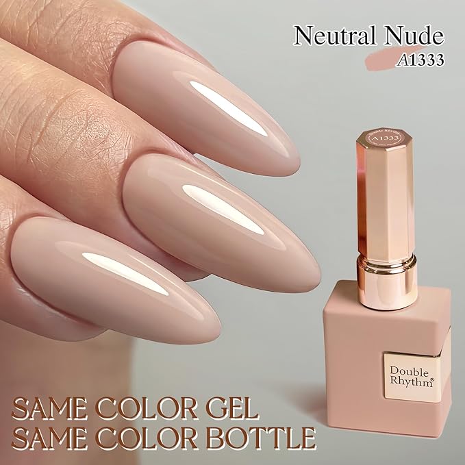 Double Rhythm 15ML Gel Nail Polish Pure Sheer Same Color Same Bottle Soak Off Gel Polish Art Manicure Salon DIY at Home for Women (Nude-A1333)