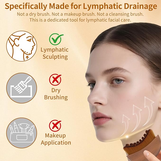 New Lymphatic Contour Face Brush, Wood Face Brush, Lymphatic Drainage device for Face and body, Chin & Jawline Sculpting, Ergonomically Designed to Fit The Skin Precisely and Relieve Fatigue