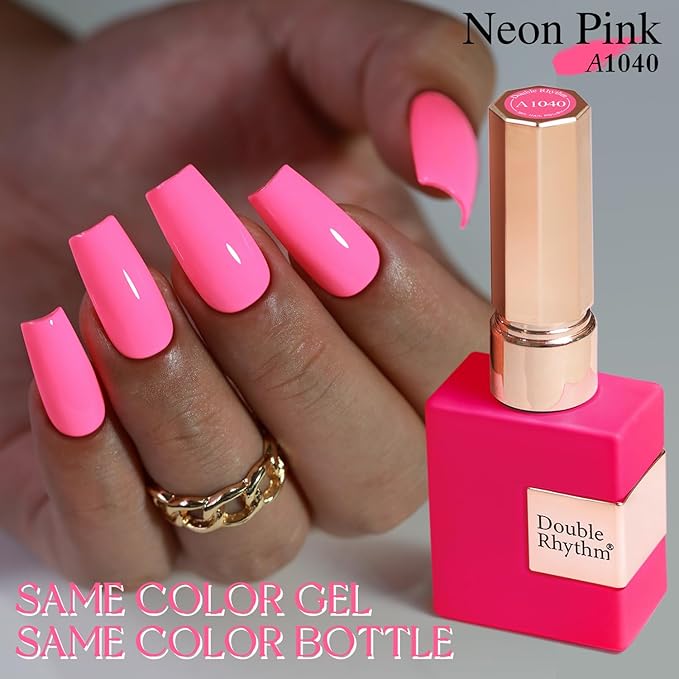 Double Rhythm 15ML Pink Gel Polish Pure Sheer Same Color Same Bottle Soak Off Gel Polish Nail Art Manicure Salon DIY at Home for Women (Pink Pale-A1040)