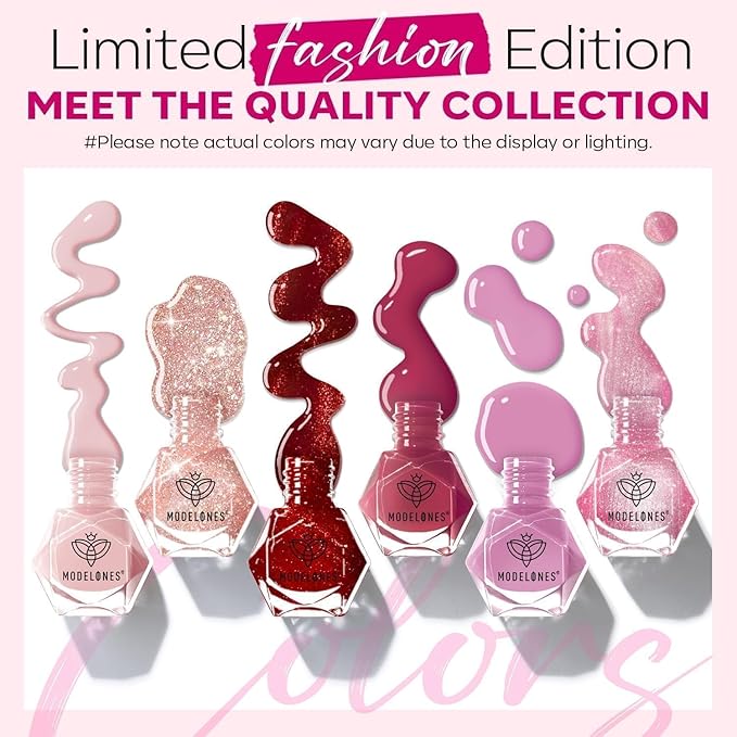 modelones Pink Nail Polish Set, Red Cat Eye 6 Colors Quick Dry Mini Finger Long Lasting Fast Drying DIY Manicure Kit Nail Art Home Salon Valentine's Day Gifts for Women Girl