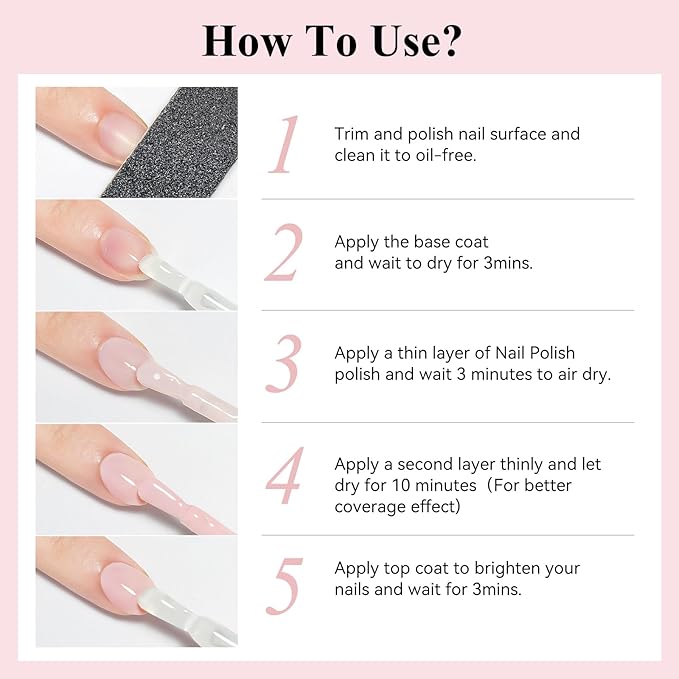 Nail Polish Nude Pink Quick Dry Sheer Color Nail Lacquer Non Gel Long Lasting Regular Fast Dry Fingernail Polish DIY Salon Gift For Women 12ML
