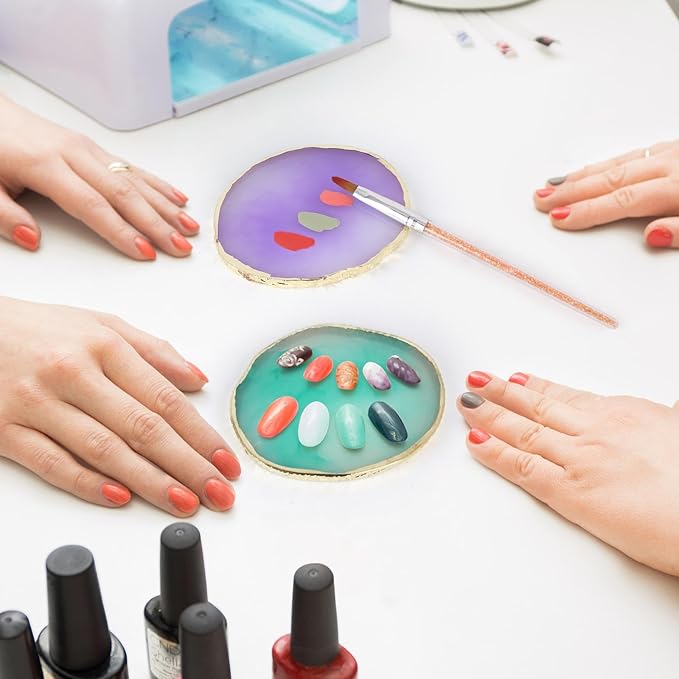 4 Pack Nail Art Palette, Resin Polish Color Design Makeup Mixing Plate - 4 Colors Mini Paint Palette for Nails