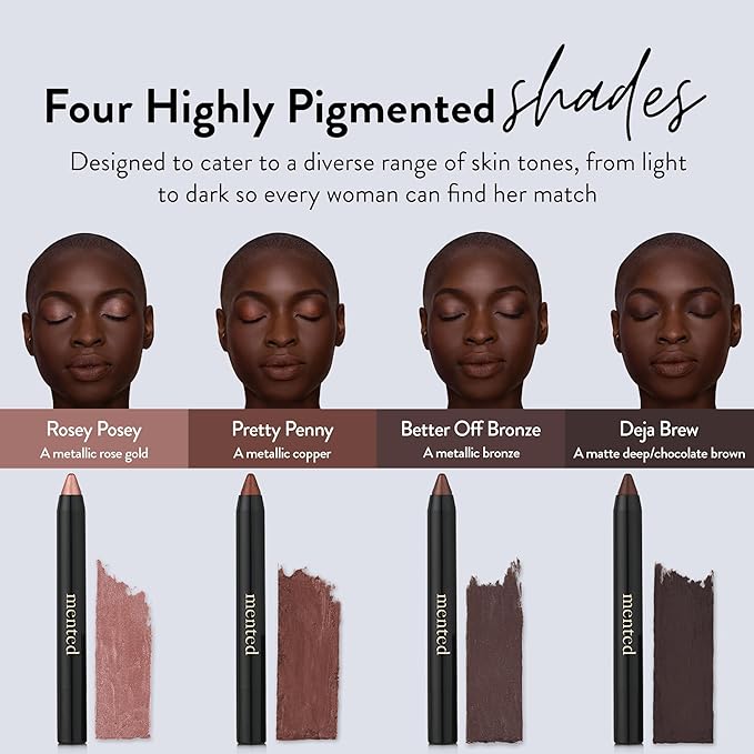 Mented Cosmetics Color Intense Eye Shadow Sticks, Cream Eyeshadow Stick Crayon, Easy-to-Apply Eyeshadow Pencils, Waterproof + Crease Proof Eye shadow Make Up, 0.05oz, Better off Bronze
