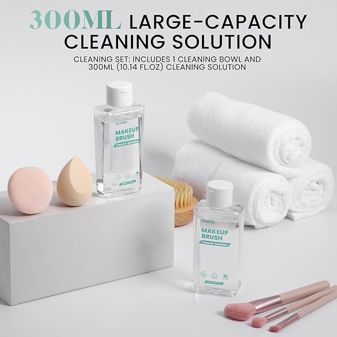 Makeup Brush Cleaner - 300ML Makeup Brush Shampoo and Bowl For Brushes, Sponge, Powder Puff,Deep Clean & Gentle Formula, Vegan & Cruelty