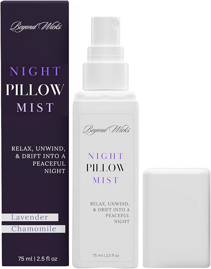 Pillow Spray – Lavender Chamomile Sleep Spray with Essential Oils – Relaxing Aromatherapy Mist for Pillows, Bedding, and Linens – Nighttime Pillow Mist – 75ml (2.5 fl oz) by Beyond Wicks