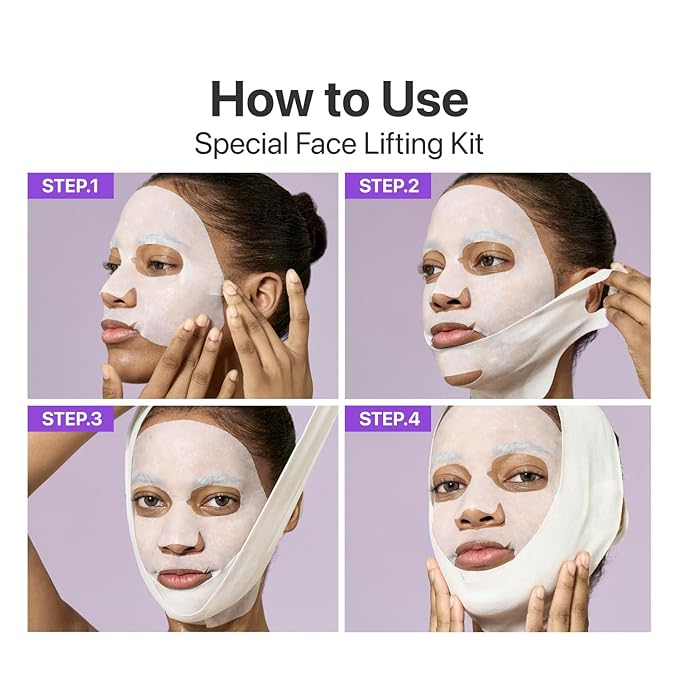 numbuzin No.9 Sheet Mask | NAD+ BIO Lifting-sil Full Face Mask | Improves Jawline, Jowls, Wrinkles, Neck Lines | Peptides, NAD+, Collagen | Skin Firmness | 4 Sheets + Lifting Band