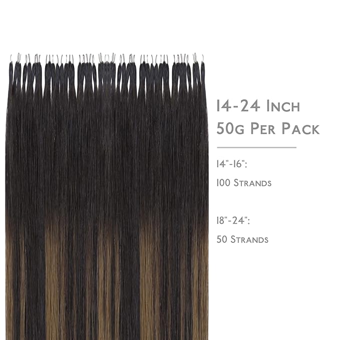 WENNALIFE Nano Bead Hair Extensions Human Hair, 50g 100s 16 Inch Balayage Dark Brown Mixed Chestnut BrownReal Human Hair Extensions for Women Invisible Nano Ring Hair Extensions Remy Hair Extensiones