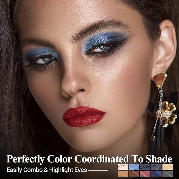 10PCS Cream Eyeshadow Stick Set,Pro Longwear Eye Shadow Brightener Pencil Crayon Makeup Sticks