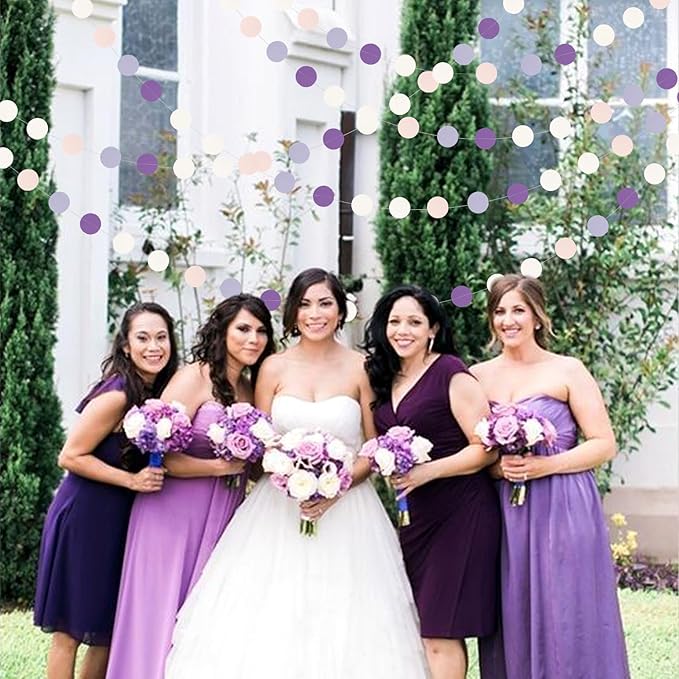 Purple-White Pink Birthday Party-Decorations Streamers - 52FT Girl Women Hanging Paper Garland Banner,Baby Bridal Shower Engagement Wedding Anniversary Bachelorette Backdrop Decor Hugtmr