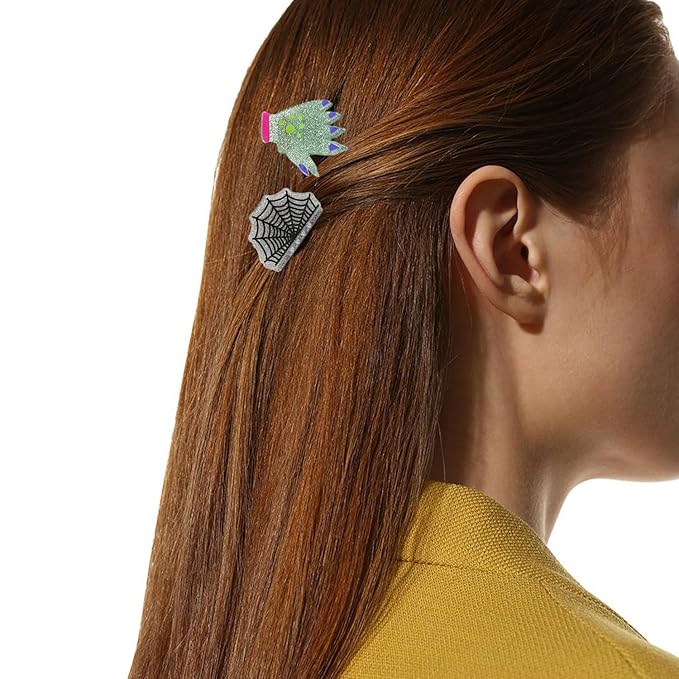 12 Pcs Halloween Hair Claw Clips,Cute Pumpkin、Ghost、Bat、Spiderweb and Hat Designs Halloween Hair Claws Strong Hold Jaw Clip Mini Hair Clips for Women Girls Hair Accessories