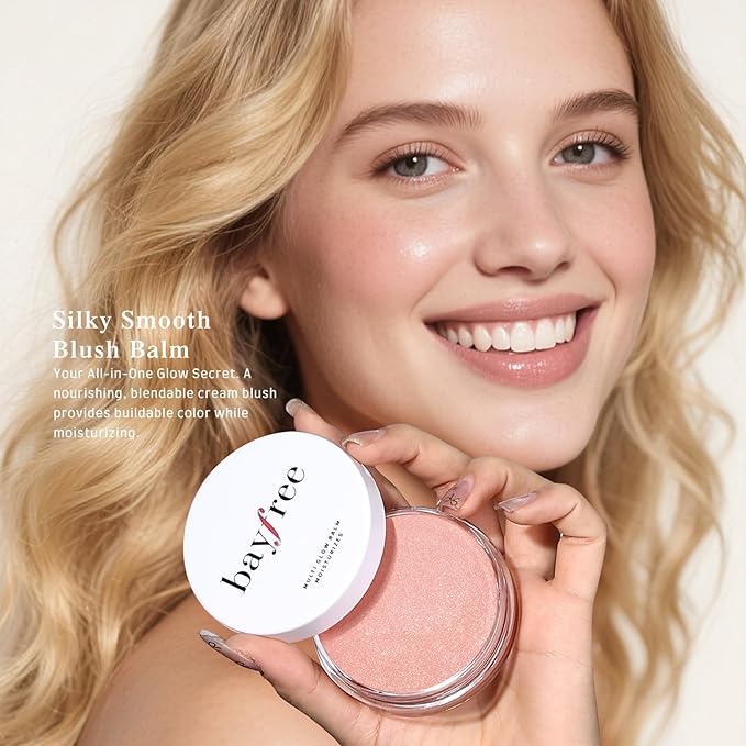 bayfree Multi Glow Balm, Cream Blush for Cheeks, Blush Balm Face Makeup, Radiant Finish, Hydrating, Creamy, Lightweight & Blendable Color, Face Makeup, 0.63 Oz (Romantic Tulips)
