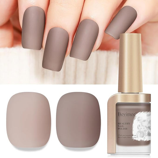 Matte Nail Polish, Air Quick Dry, Brown Nail Lacquer Matte Finish Effect, Nail Art Varnish Long Lasting & Fast Drying Velvet Nail Polish For Nail Art, 12ml