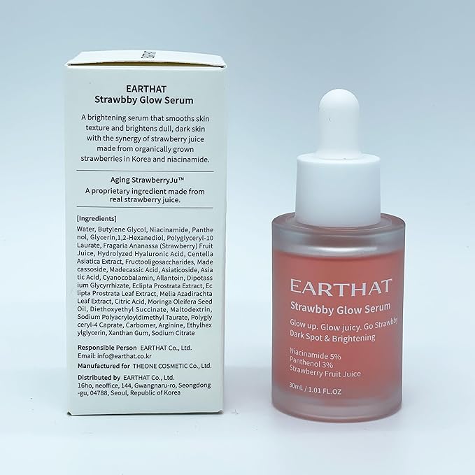 Strawbby Glow Serum - Brightening & Hydrating Korean Dark Spot Corrector Skincare with Fermented Strawberry Juice, Niacinamide 5%, Panthenol 3% and Centella Asiatica for Glass Skin, 30ml