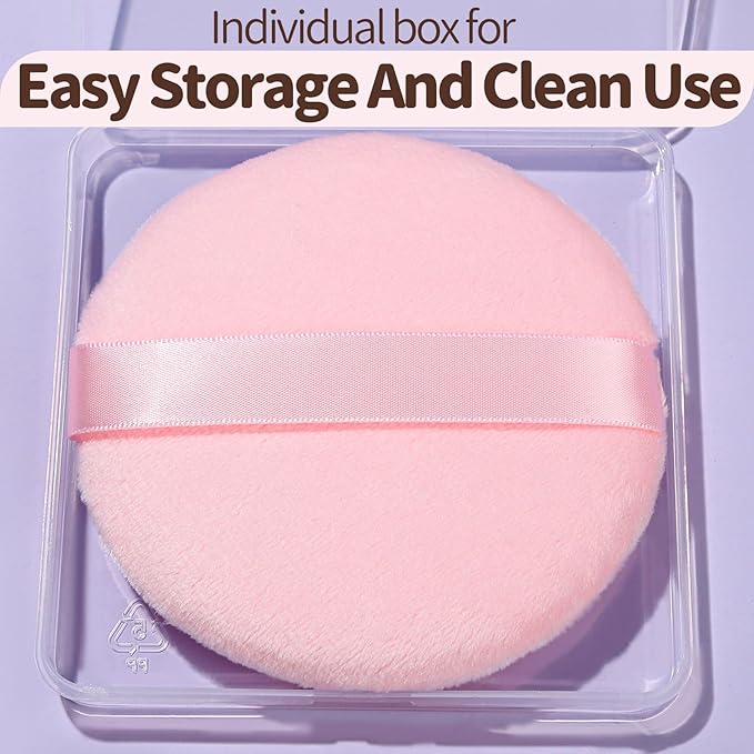 Teenitor 2-Piece Pink Powder Puffs, 4.13-Inch Soft Powder Puffs for Body, Includes Container