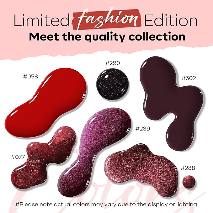 modelones Nail Polish Set 6 Colors, Dark Red Christmas Cat Eye Burgundy Glitter Quick Dry Mini Nail Lacquer Kit Magnetic Maroon Purple Cherry DIY Home Nail Art Manicure Gifts for Women Girls