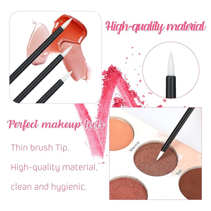 G2PLUS 100PCS Disposable Eyeliner Brush, Makeup Brushes Applicator, Cosmetic Eye Wands, Eyeliner Brush Applicator for Lip Liners, Eye Makeup, Eyelashes and Detail Painting (Black)