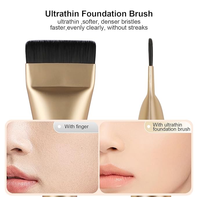 Flat Foundation Brush,Korean Makeup Brush Spatula Facial Brush for Liquid Foundation,Premium Face Makeup Brush for Blending Cream (Champagne)