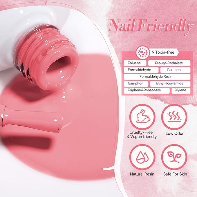 Born Pretty Nude Pink Gel Nail Polish Netural Gel Polish Spring Summer Valentine's Day Nail Art Manicure Collection 6PCS
