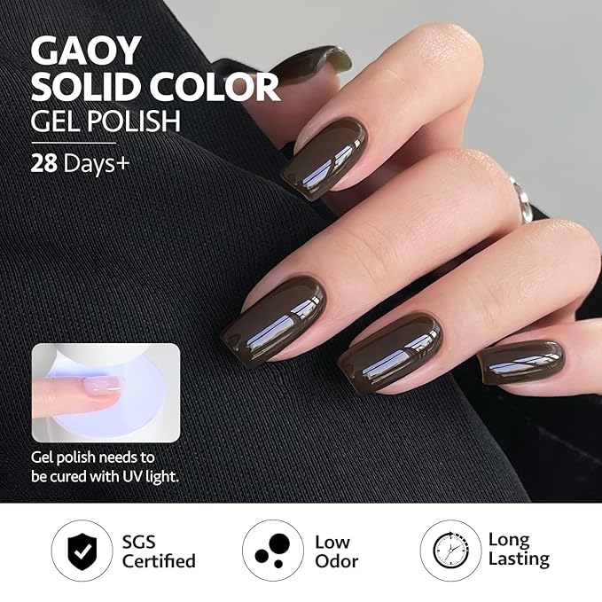 GAOY Milky Black Gel Nail Polish of 6 Creamy Nude, Gray, Green Colors Sweet Salt Style for Salon Gel Manicure and Nail Art DIY at Home