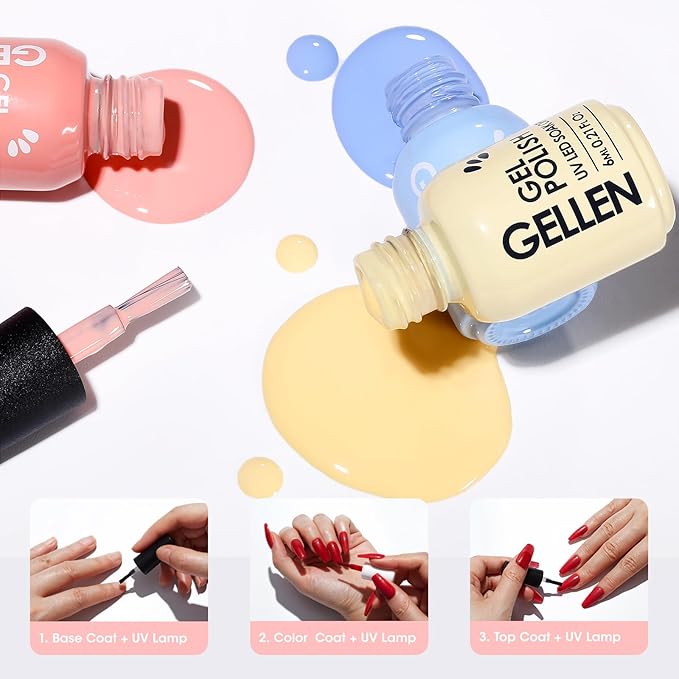 GELLEN Pastel Gel Nail Polish Set, 6PCS Summer Nail Polish Colors, Soak off Nail Gel Manicure Kit Nail Art Gel Polish for UV Light Cure