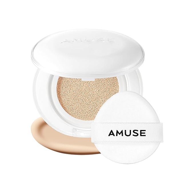 Amuse SEOUL Ceramic Skin Perfector Cushion Foundation | Long-lasting, Lightweight, Semi-matte, Flawless Coverage, Hypoallergenic, Vegan, Korean Beauty (15g / 0.52oz.) (02 HEALTHY)