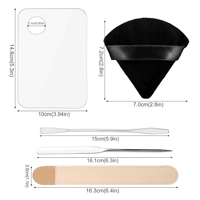 Acrylic Cosmetic Palette - Mixing Tray with Metal Mirror & 10 Pcs Makeup Spatula Set