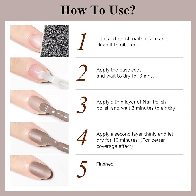 Matte Nail Polish, Air Quick Dry, Brown Nail Lacquer Matte Finish Effect, Nail Art Varnish Long Lasting & Fast Drying Velvet Nail Polish For Nail Art, 12ml