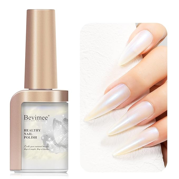 Nail Polish Quick Dry, Mermaid Shimmer Nail Lacquer Pearl White, Blue Aurora Effect, Air Dry Fast Fingernail And Toenail Polish Nail Pigment Natural Color Nail Concealer Polish, 12ML