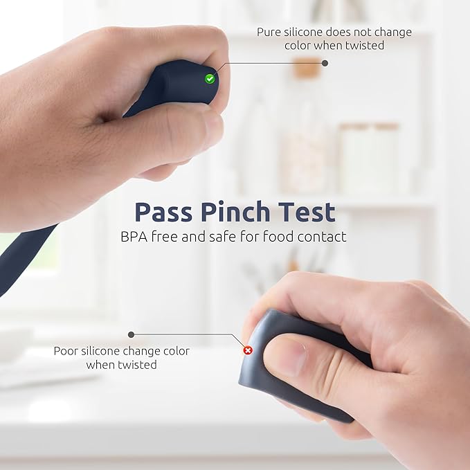 U-Taste Skinny Silicone Jar Spatula: 600ºF Heat-Resistant Food-Grade 10in Long Narrow Sourdough Stirring Stick, Seamless Flexible Peanut Butter Spreader for Scraping Icing Cream, Jam (Midnight Blue)