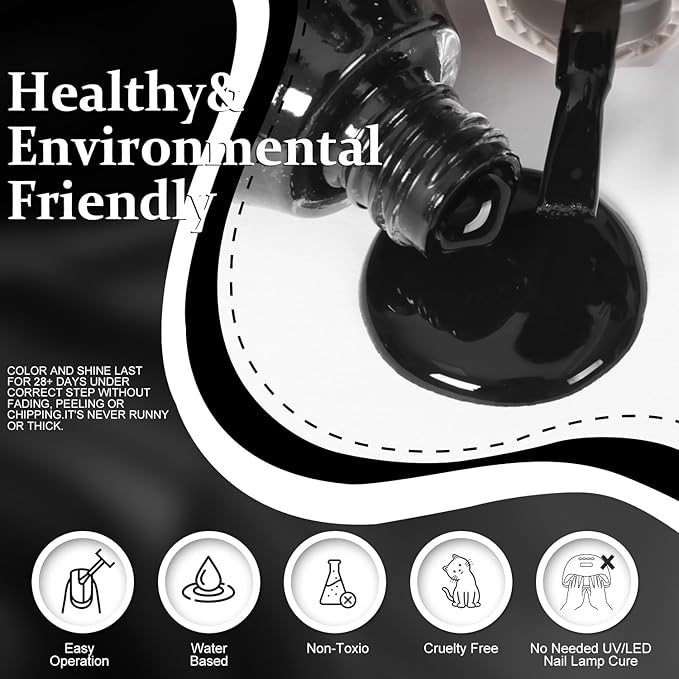 Major Dijit Quick Dry Nail Polish 12ml/0.41fl oz Black Regular Nail Lacquer Fast Drying & Long Lasting Nail Polish Nail Art Effect for Nail Salon