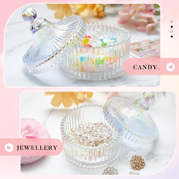 Tioncy 3 Pcs Large Body Powder Puff and Container Powder Container with Puff Crystal Case Soft Washable Reusable Velour Face Body Glitter Wet Dry Makeup(Simple,Dazzling)