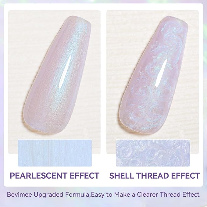 Pearl Gel Nail Polish 12ml Pearlescent Mermaid Iridescent Chrome Aurora Nail Drawing Swirl Shell Thread Effect Soak Off UV LED Gel Nail Art Salon Home DIY