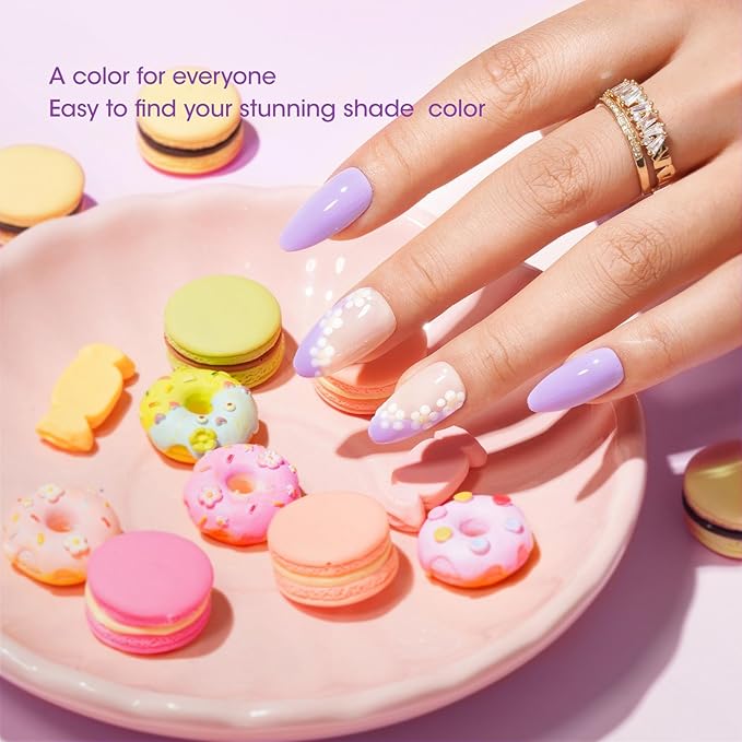 Gellen Gel Nail Polish Set, 6 Colors Pastel Pink Gel Polish Purple Nail Polish Set, Soak Off UV Gel Manicure DIY Home Salon Nail Art Valentines Gifts