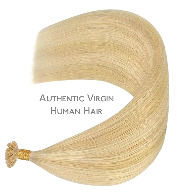 WENNALIFE U Tip Hair Extensions Human Hair, 50g 50s 24 Inch Light Blonde Highlighted Golden Blonde Remy Hair Extensions K Tip Hair Extension Real Human Hair Invisible Straight Keratin Hair Extensions