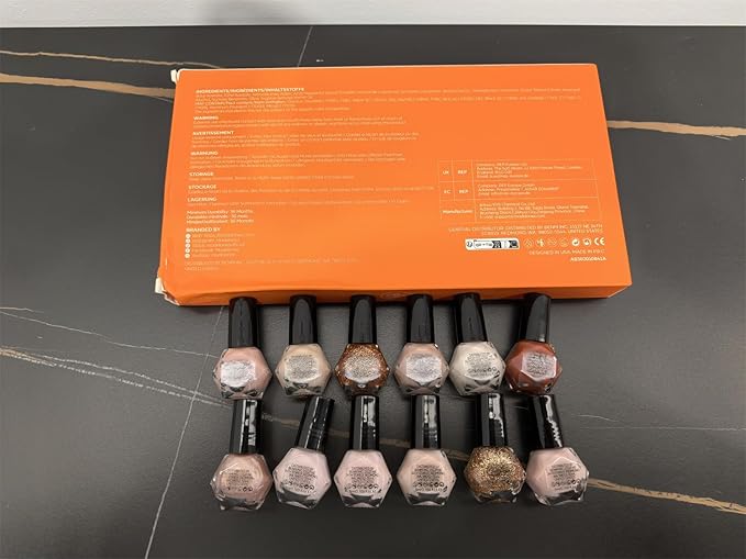 modelones Nail Polish Set, 12 Colors Winter Sparkle Dark Green Red Glitter Silver Champagne Burgundy Gold Nail Polish Set Quick DIY Finger Nail Polish Manicure DIY Nail Art Salon Home Gift