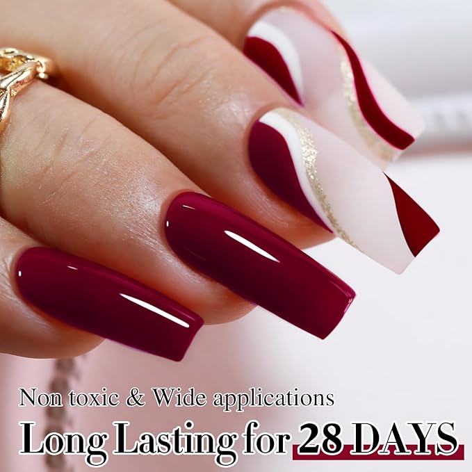 Double Rhythm 15ML Gel Nail Polish Pure Sheer Same Color Same Bottle Soak Off Gel Polish Art Manicure Salon DIY at Home for Women (Burgundy-A1129)