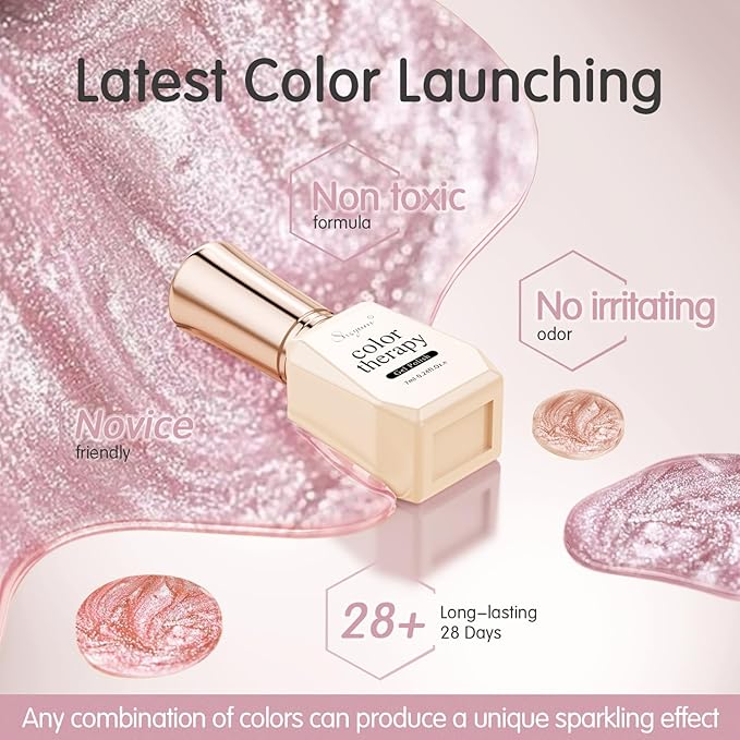 Jelly Pink Silver Cat Eye Gel Nail Polish Set 6 Colors with Magnet for Holographic Glitter Cat Eye, Salon Gel Manicure and Nail Art DIY at Home