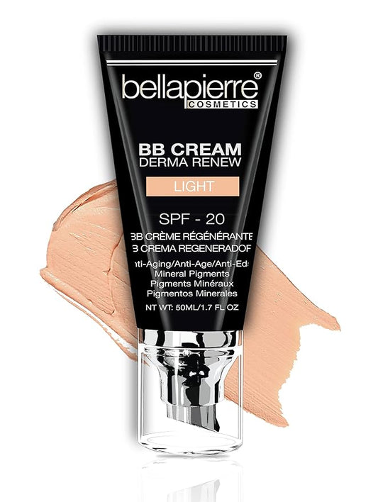 Bellapierre BB Cream SPF 20 – Mineral Sunscreen & Liquid Foundation, Lightweight Face Moisturizer with Buildable Coverage, Matte Finish, Non-Toxic, Paraben-Free, Cruelty-Free – 1.7 oz - Light