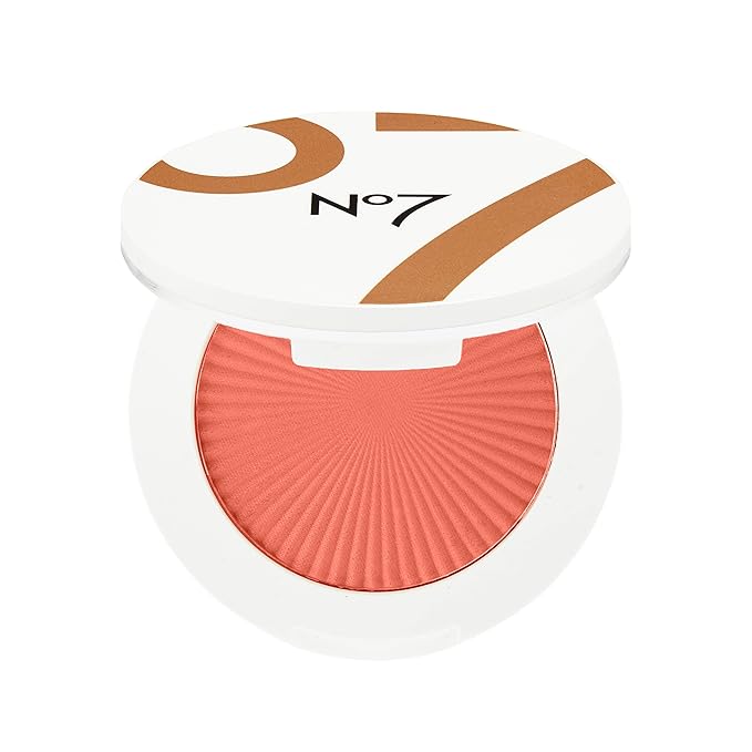 No7 Matte Powder Blush - Peaches - Loose Blush Makeup Palette for Instant Flush of Color - Makeup Powder for Face with Skin Conditioning Vitamin E (3g)